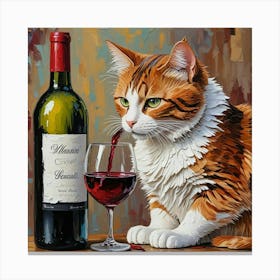 Cat Drinking Wine 1 Canvas Print