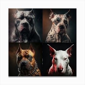 Portrait of four dogs Canvas Print