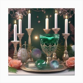 Emeralds And Candles Canvas Print