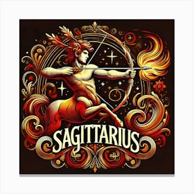 Zodiac Sign Sagittarius, Fire Element, The Centaur Bow And Arrow Canvas Print