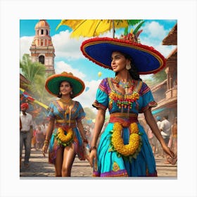 Two Women In Mexico Canvas Print