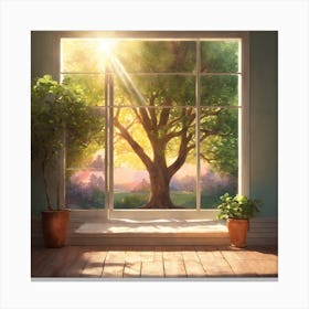 Tree In The Window Canvas Print