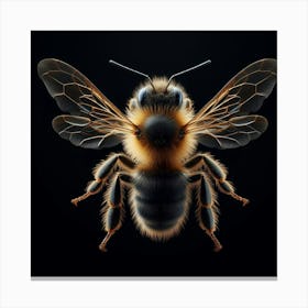 Bee On Black Background 4 Canvas Print