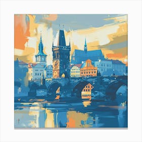 A Prague With Charles Bridge Expressive Strokes 3 Canvas Print