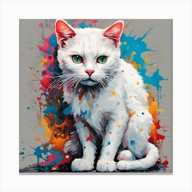 White Cat Painting Canvas Print