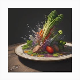 Splashing Vegetables Canvas Print