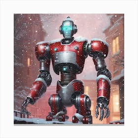 Robot In The Snow Canvas Print