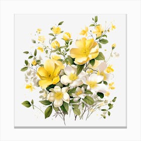 Yellow Flowers On A Black Background Canvas Print