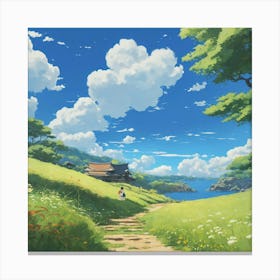 Japanese Miyazaki Hayao Style Art Of An Android Sl (1) Canvas Print