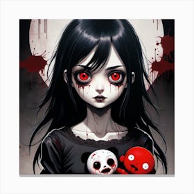 Vampire Girl With Teddy Bears Canvas Print