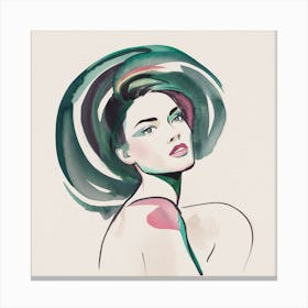 Watercolor Portrait Of A Woman 1 Canvas Print