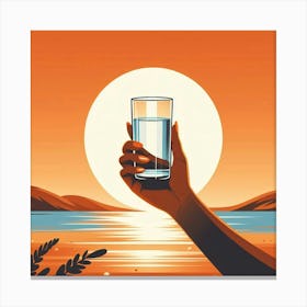 Hand Holding A Glass Of Water Canvas Print