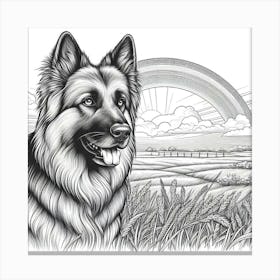 Line Art german shepherd dog 3 Canvas Print