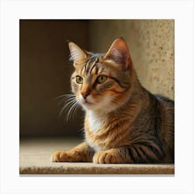 Cat Sitting On A Ledge Canvas Print