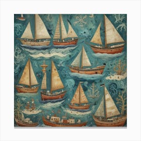 Sailboats In The Sea 1 Canvas Print