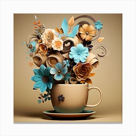 Flowers In A Coffee Cup Canvas Print