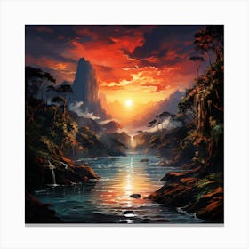 Sunset In The Jungle 4 Canvas Print