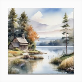 Cabin By The Lake 1 Canvas Print