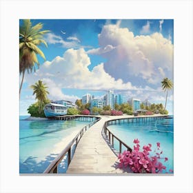 Pier In The Sea Canvas Print