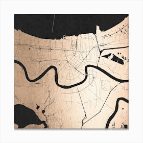 New Orleans Rose Gold On Black Street Map Canvas Print