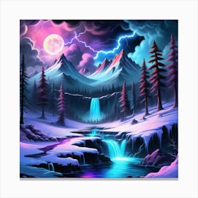 Winter Landscape With Waterfall 1 Canvas Print