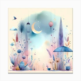 Watercolor Night Garden Canvas Print