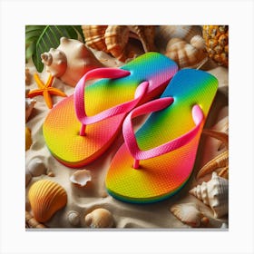 Colorful Flip Flops Canvas Print