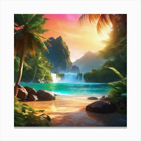 Tropical Landscape Painting 6 Canvas Print