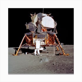 Astronaut Edwin E Aldrin Jr, Lunar Module (Lm), Pilot Descends From The Lm Canvas Print