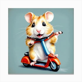 Hamster On A Scooter 4 Canvas Print