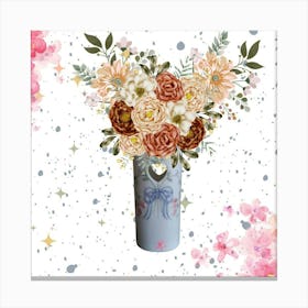 Pink Flowers In A Vase Canvas Print