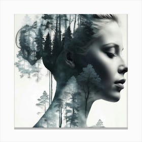 Portrait Of A Woman With Trees 1 Canvas Print