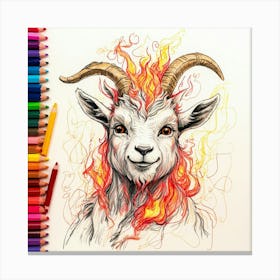 Goat With Flames 6 Canvas Print