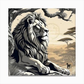 Lion In The Wild 3 Canvas Print