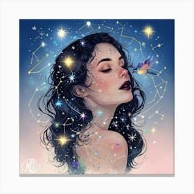 Stargazing Girl Canvas Print