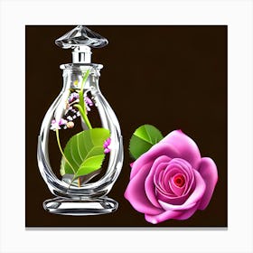 Perfume Bottle And Rose 1 Canvas Print