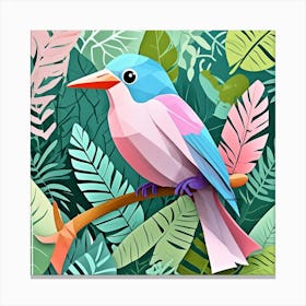 Pastel Bird Cubism Style Canvas Print