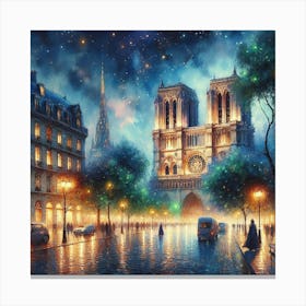 beautiful pen and ink sketch of Paris, minimalist, colored Canvas Print
