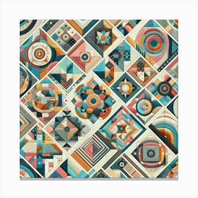 Colorful Quilt Using Geometric Patterns (4) Canvas Print