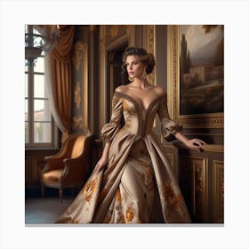 Portrait Of A Woman In A Gown Canvas Print