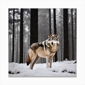 Wolf In The Woods 19 Canvas Print