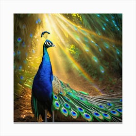 Peacock In The Sun art print Canvas Print