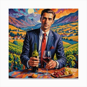 Man With A Glass Of Wine 1 Canvas Print