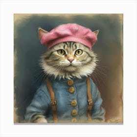 Cat In A Pink Hat 1 Canvas Print