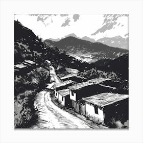 Village In The Mountains 3 Canvas Print