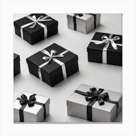 Black And Silver Gift Boxes Canvas Print