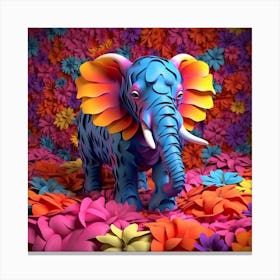 Elephant In Flowers 1 Canvas Print