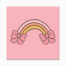 Bow Rainbow Pink Canvas Print