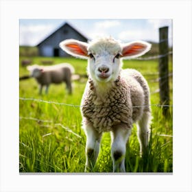 Grass Husbandry Friendly Pasture Day Many Fauna Country Rural Little Green Farm Cute Ho (2) Canvas Print