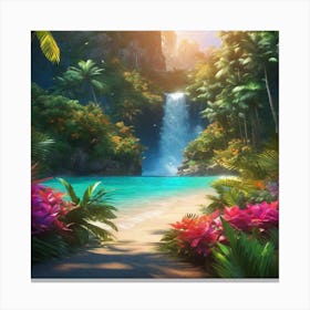 Waterfall In The Jungle 45 Canvas Print